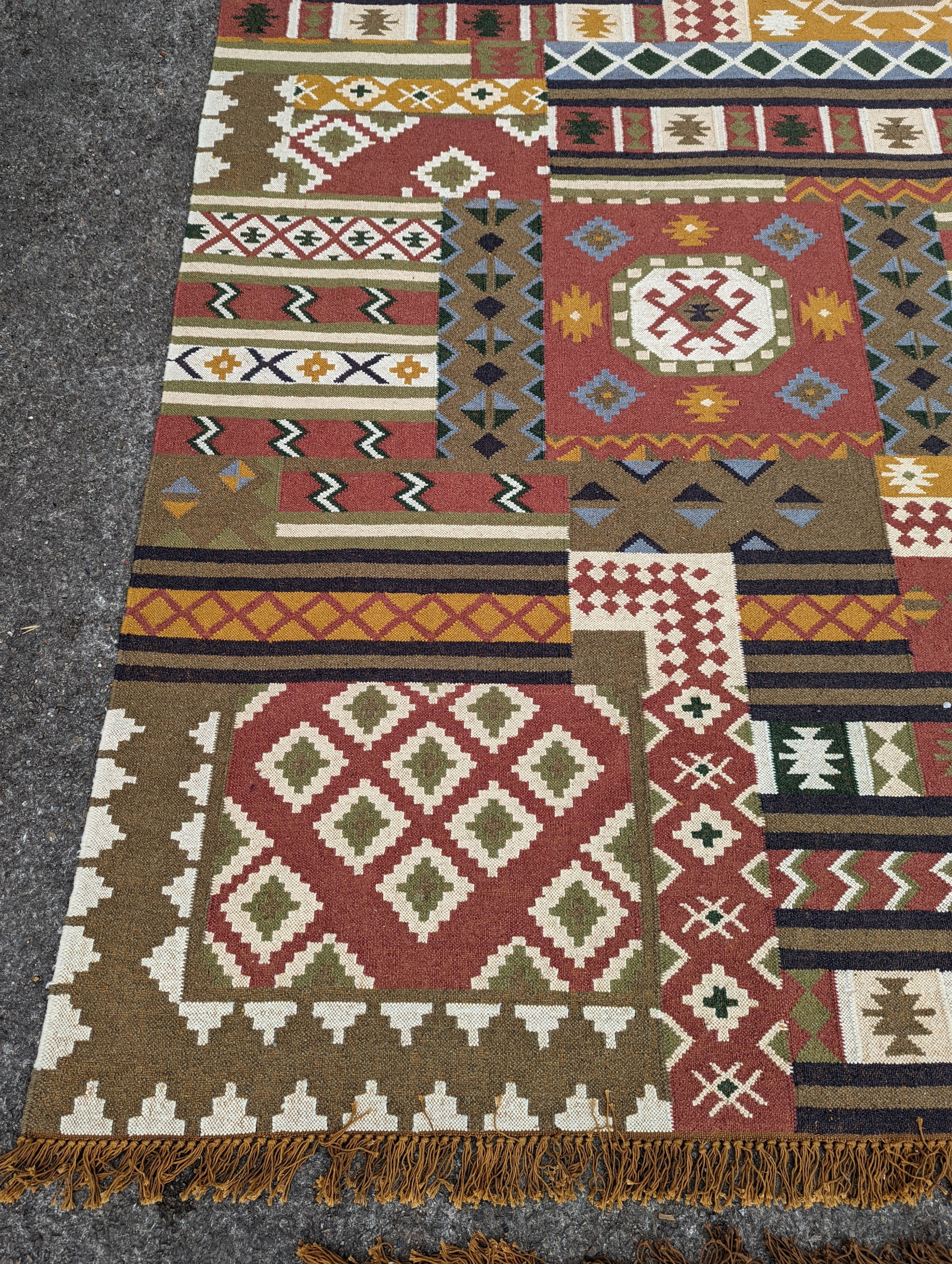 Three assorted Kilim flatweave carpets and rugs, 290 x 200cm, 240 x 170cm, 200 x 140cm